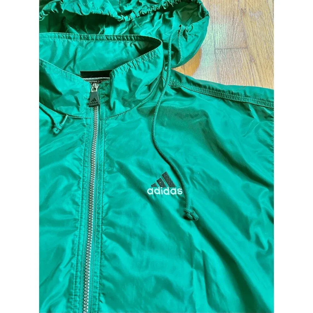 Vintage Adidas Windbreaker Jacket Medium Green